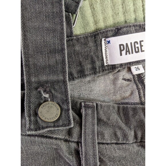 Paige Denim Suspender Overall Jeans Women's 26 Gray Stretch Cotton Hipster - Picture 10 of 10